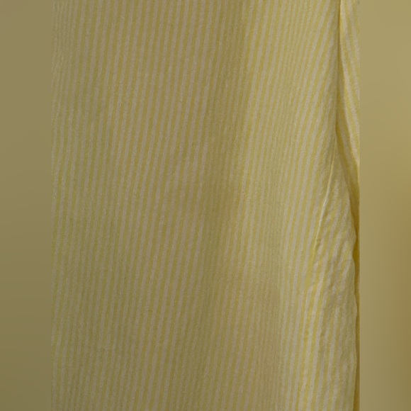 Loft Fluid Linen Blend Striped Wide Leg Crop Pants Yellow White Small Lined - Picture 6 of 8